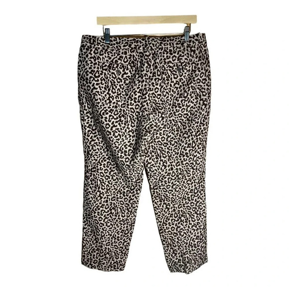 J. Crew Women's Leopard Print Cafe Capri Linen Cuffed Pants Size 12 Slacks - Picture 4 of 8